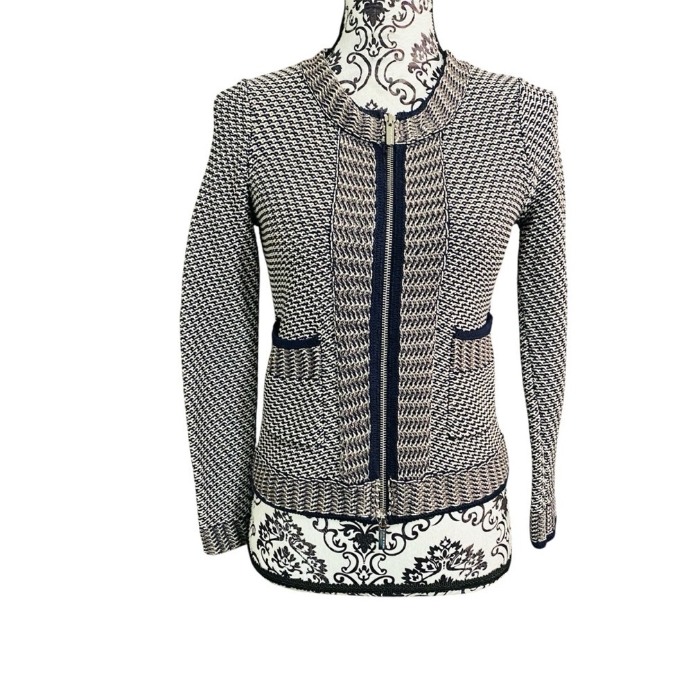 Karen Millen Woven Textured Zipper-front Jacket Sz-1
